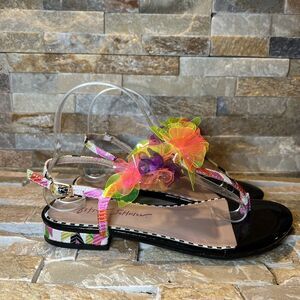 Betsey Johnson Hensley Embellished Flower Sandals Women's Size 6.5